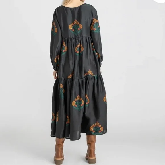 Pink Chicken Silk Kelly Midi/Maxi Dress Caviar Bellflower SZ S - Picture 2 of 16